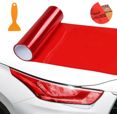 Film Teinté PVC 120cm x 30cm pour Phare et Vitre de Voiture - Imperméable, Solaire, Rouge