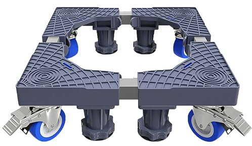 FALANZATH Waschmaschinen Untergestell mit 8 Gepolsterten 4-Räder,Max Belastung 800KG,Einstellbare Waschmaschinensockel 41-62cm,10-12cm für Kühlschrank,Waschmaschine,Rockner,Gefrierschrank(Mit Rädern)