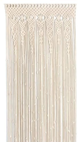 Makramee Wandbehang Tapisserie, Boho Handgewebte Makramee Türvorhang Vorhang, Hochzeits Vorhang Boho Wand Deko für Raumteiler, Fenstervorhänge, Hochzeitshintergrund, Inneneinrichtung,Beig (35x70in)