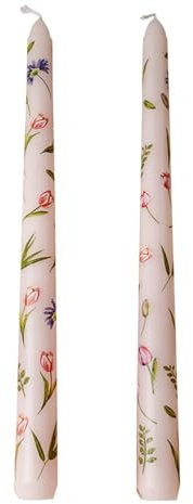 KSBBHDS 2 Candele Lunghe, Piante E Fiori Stampate, Candele per La Cena Creativa E Squisita, A Lume di Candela, Decorazione da Pranzo di San Valentino.