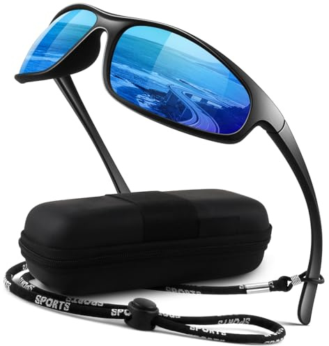 LINVO Polariserade solglasögon för män, kvinnor, lätta med full omslag, 100% UV400, sport, ram, fiske, cykling