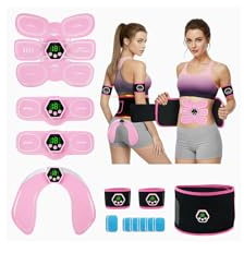 iWarmbase EMS Muscle Stimulator, ABS Trainer Muscle Stimulator, 6 Modes & 19 Intensities Electric Muscle Toner with Fixed Waist Trainer Belt, Six Pack Machine Trainer Full Body Ab/Arm/Hip for Women