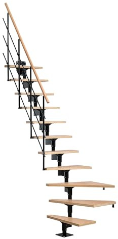 DOLLE Elegante Raumspartreppe in modernem Design, edlem Schwarz und Stufen aus Buche Multipex