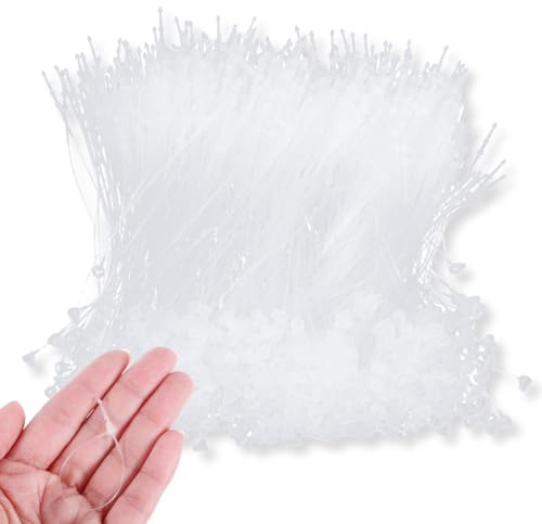 YUVKIN 1000 Pezzi Filo di Sicurezza per Etichette, Loop Pins, Fascette Trasparenti per Cartellini Prezzi, Etichette per Vestiti e Scarpe (10 cm) (Trasparente)