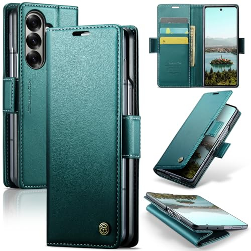 Idhiem for Samsung Galaxy Z Fold 7 Flip Case, PU Leather Wallet Cover with RFID Blocking, Magnetic Closure Card Holder and Kickstand, Shockproof Protective Case- Green