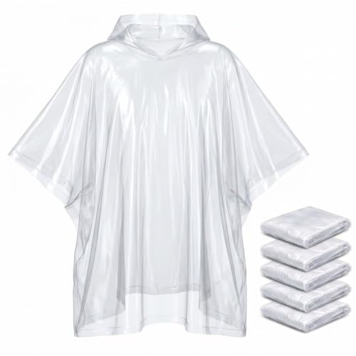 XINML 6 Pièces Poncho Pluie Imperméable Adulte, Poncho Jetable en, Cape de Pluie 125 cm avec Capuche, Protection Pluie pour Femme et Homme, Léger et Portable, Randonnée, Festival, Voyage, Camping