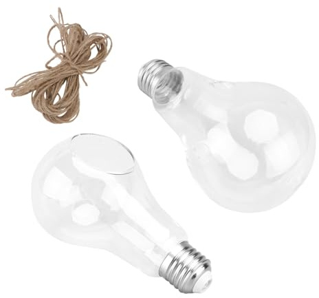 Homoyoyo 2 Piezas Jarrón para Bulbos de Terrario, Jarrón Colgante de Vidrio Forma de Bombilla, para Oficina y Escritorio, Cuerda de Algodón, Hidropónico, Purifica y Embellece
