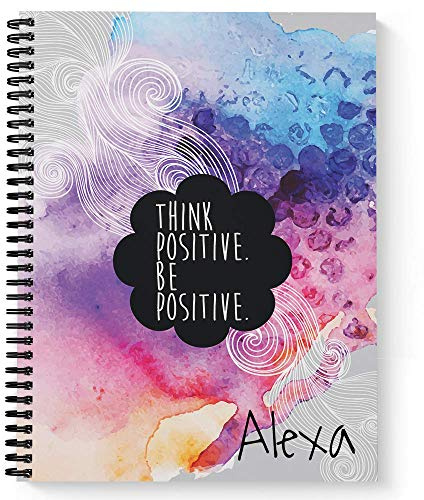 Gotcha Covered Notebooks Think Positive Personalized Motivational Notebook/Journal, Laminated Soft Cover, 120 pages of your selected paper, lay flat wire-o spiral. Size: 8.5” x 11”. Made in the USA