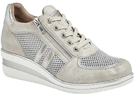 Cipriata JONE Ladies Lace/Zip Trainers Silver Metallic UK 5