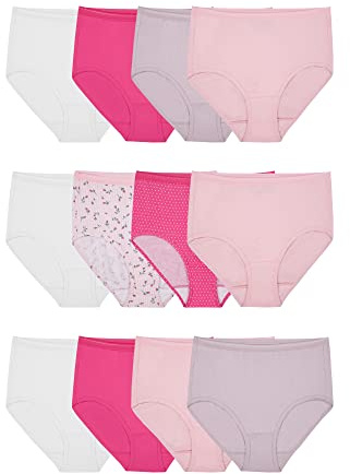 Fruit of the Loom womens Tag Free Cotton Panties (Regular & Plus Size) Briefs, Brief - 12 Pack Assorted Colors, 5 US