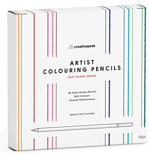 CreativePeak Professional Buntstifte - 48 leuchtende Farben + Farbtestkarte - Hochwertiges Künstlerzubehör mit weichen Wachsminen