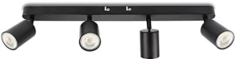 Da LIGHT LED-taklampa, 4 lampor, vridbar och svängbar takspotlight, väggspot, GU10 (utan glödlampor) retro/vintage taklampa 230 V svart för vardagsrum sovrum kök