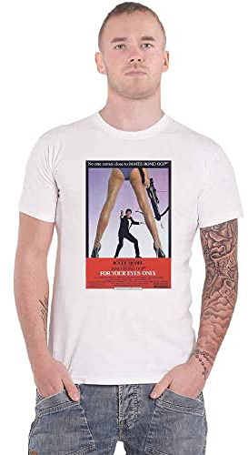 James Bond 007 T Shirt for Your Eyes Affiche Nouveau Officiel Unisex Blanc Size M