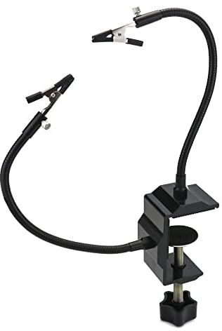 QWORK® Station de Soudage Troisieme Main avec Base de Serre-Joint en C et 24cm Bras Flexible pour Réparation d'Appareils Électroniques et de Bijoux