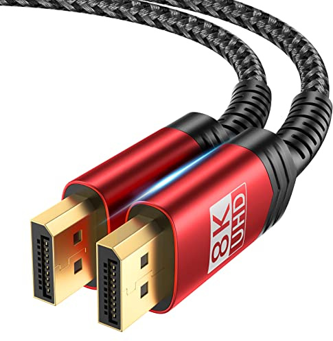 JSAUX 8K DisplayPort Cable 3ft, DP to DP Cable(8K@60Hz, 2K@240Hz, 4K@144Hz, 32.4Gbps), Compatible with Gaming Laptop TV PC Computer Monitor-Red