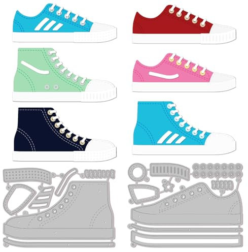 GLOBLELAND Canvas Shoes Sneakers Cutting Dies for DIY Scrapbooking Metal Sports Shoes Die Cuts Cutting Dies Template for Paper Card Making Decoration Album Craft Decor