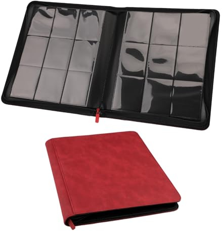 PEUTIER Classeur pour Toploaders, Album Classeur pour Cartes à Collectionner Classeur à 9 Pochettes Contenant 252 Cartes Classeur de Cartes à Collectionner pour Cartes à Collectionner TCG (Rouge)