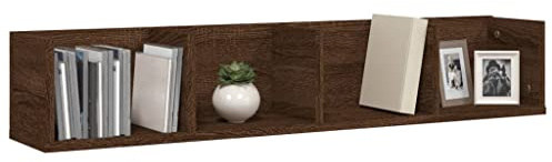 Gecheer 4-Shelf Oak Floating CD Wall Rack DVD Storage Shelf Book Display Shelf Organiser Brown Oak 100x18x18 cm Engineered Wood