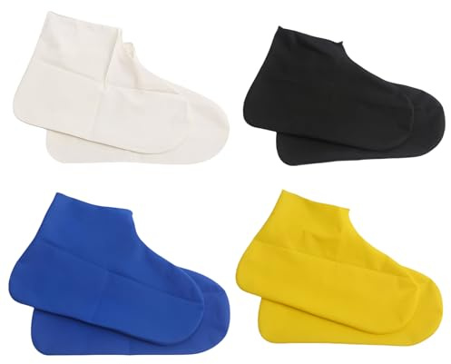 GUOYOU 4 Pairs Latex Rain Shoe Cover 4 Colors Foldable Shoe Cover Thickened Reusable Non Slip Waterproof Overshoes Prevent Rain Into Shoes for Outdoor Cycling and Hiking （Sizes 32-40）