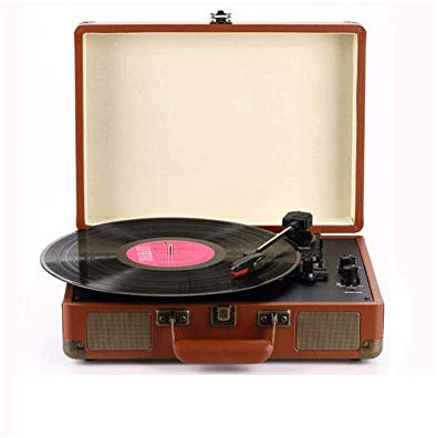 MRKU Tocadiscos de Vinilo Tocadiscos inalámbricos para Discos de Vinilo Tocadiscos portátil Tocadiscos Vintage Tocadiscos Compatible con USB SD Reproductor de Vinilo