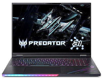 Acer Predator Helios 18 AI (PH18-73-96A7) Gaming Laptop, 13 TOPS, 18 WQXGA MiniLED IPS 250Hz Display, Intel Core Ultra 9 275HX, 32 GB RAM, 2 TB SSD, NVIDIA GeForce RTX 5080, Windows 11, QWERTZ Layout