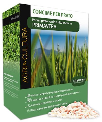 AGRI-CULTURA® | Concime Prato Primavera 70m²| Nutrizione Completa, Rinverdente, Resistente al Calpestio | Rigenera Dopo l’Inverno e Protegge dal Caldo | Rilascio Graduale per Prato Verde e Rigoglioso