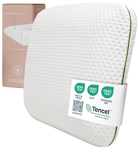 MIMUSELINA Almohada Infantil Viscoelástica 60x40x6 | Memory Foam Transpirable para Niños | Cojines pequeños Suaves, Ergonómicos y Antisofocos | Funda Tencel Hipoalergénica, Extraíble y Lavable