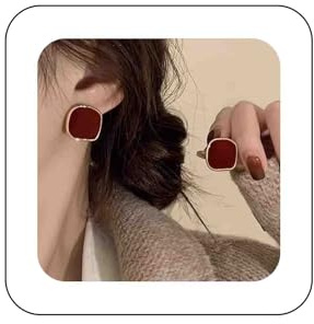 Enautoabs Vintage Smalto Quadrato Orecchini A Perno Smalto Rosso Quadrato Orecchini A Bottone Colorato A Forma Di Orecchino Retrò Orecchino Geometrico Gioielli Per Le Donne