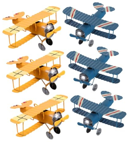 UKCOCO Lot De 6 Modèles d'avion Vintage en Fer pour Enfants Et Décoration D'intérieur - Décorations Suspendues en Métal Rétro pour Salle De Classe, Salle De Jeux, Chambre À