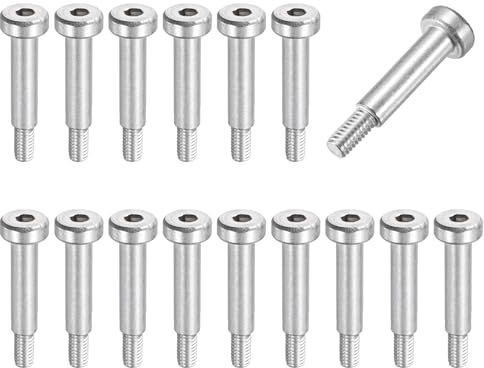 sourcing map 16 Pcs 304 Stainless Steel Shoulder Bolt 5mm Shoulder Dia 20mm Shoulder Length M4x0.7 Thread Hex Socket Shoulder Bolts for Hydraulic Injection Molding Machinery Industries