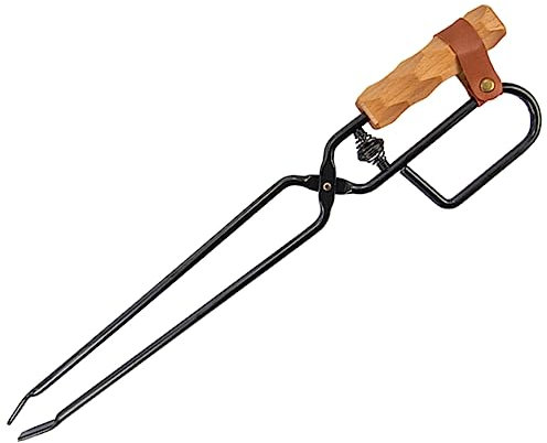 ifundom Pinzas para Barbacoa De Carbón con Mango De Madera Herramienta Resistente para Camping y Accesorios para Fogatas Al Aire Pinzas Versátiles para Carbón y Leña Clip Portátil para Bar