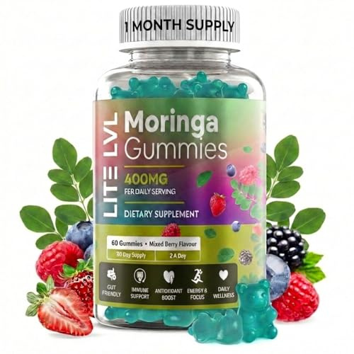 Moringa Gummies x 60 | Daily Wellness Support | Plant Based Superfood Gummies | Easy Wellness with Moringa Leaf | Powerful Antioxidants | Mixed Berry Flavour | 30 Days Supply |