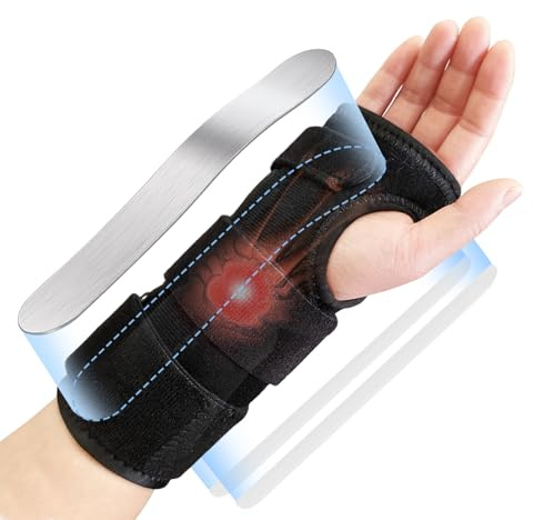 Adjustable Wrist Strap Carpal Tunnel Compression Splint Relieves Pain, Sprains, Tendonitis and Joint Pain, Breathable Brace Provides Wrist Support - for Men and Women Hand Support (Right Hand)
