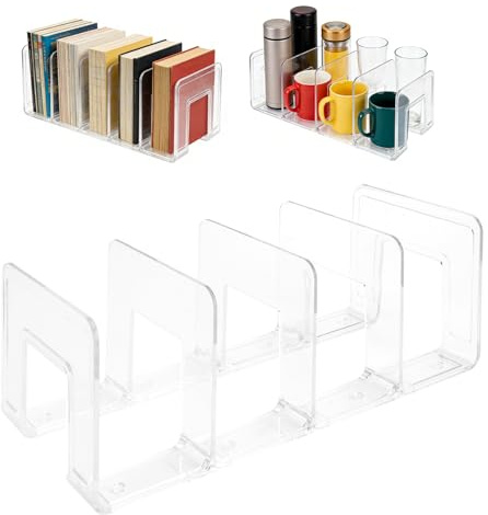 Pack de 2 Organizadores para Libros y Documentos, Porta Documentos y Revistero con 4 Compartimentos, Organizador de Escritorio Transparente de PVC para Documentos A4, Oficina y Home Office