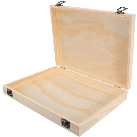 DIYEAH Caja de Madera Maciza Pequeña Tapa Abatible y Bisagras Caja Organizadora sin Pintar para Manualidades DIY Joyero Rústico Rectangular para Almacenamiento de Accesorios y