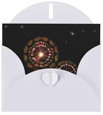 Cartes de vœux nacrées avec pissenlit étoilé – Cartes horizontales pour toutes occasions avec enveloppes, carte brillante élégante pour anniversaire, Noël, intérieur vierge