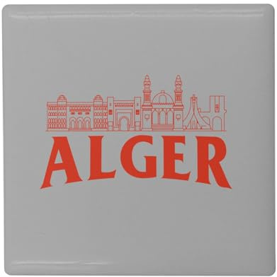 Fyrkantig keramisk kylmagnet - alger minimalistisk resa turism vykort - format 5 x 5 cm, dekorativ magnet souvenir för kylskåp och magnettavla, tryckt i Frankrike