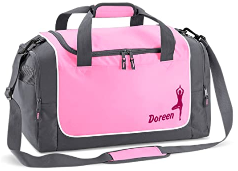 Sporttasche mit Name | Yoga ROSA | personalisierbar individuell Bedruckt Tasche Geschenk für Frauen Quadra pink Namasté, Pilates, Fitnessstudio Yogazubehör