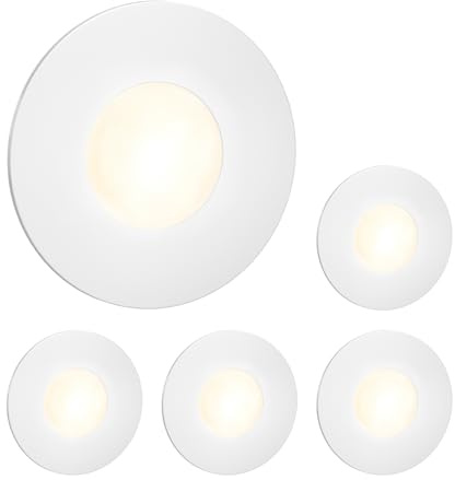 ledscom.de 5X LED stairlight/recessed wall Light FEX for Indoor and Outdoor use, Round, 85mm Ø, Warm White