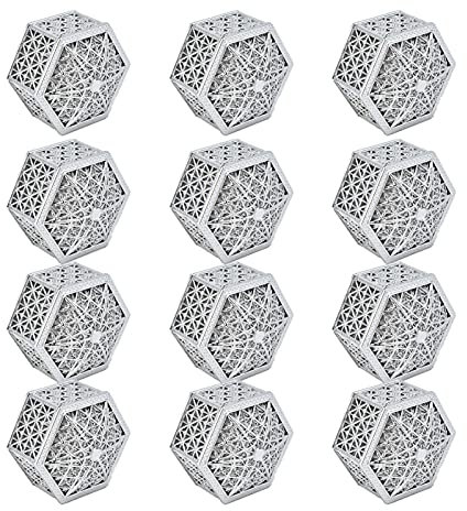 Tomotato 12 Pcs Boîte de Bonbons en Plastique Creux Sculpture Boîte de Rangement de Bonbons Boîte de Bonbons Conteneur pour Mariage Saint Valentin Fournitures de Fête Bonbons Cadeau Cas(Hex d'argent)