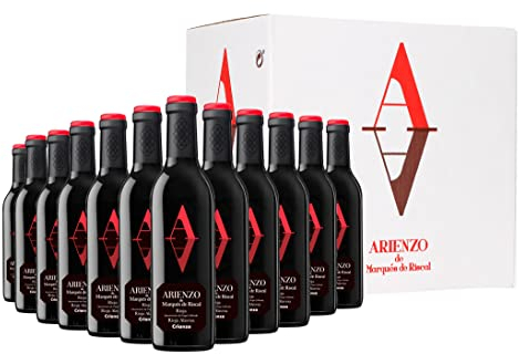 Arienzo de Marqués de Riscal - Vino tinto Crianza Denominación de Origen Calificada Rioja, Variedad Tempranillo, 18 meses en barrica - Caja 12 botellas pequeñas x 375 ml - Total 4500 ml