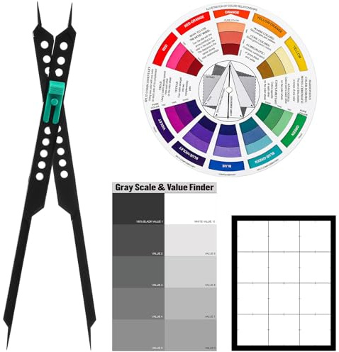 Ruota Cerca Colori per Artista Strumento per Disegnare Divisori Proporzionali 3 x 4 Pollici Mirino Cercatore di Valori in Scala di Grigi Kit di Strumenti per Dipingere Tascabili per Artisti