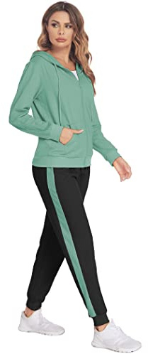 Parabler Ensemble de sport pour femme 2 pièces Veste à capuche zippée pour femme Pantalon de sport Tenue décontractée