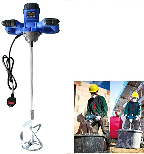 Portable Concrete Mixer Machine, 2600W Electric Handheld Cement Paddle Mixer, Professional Stirring Tool with 6 Gear Speed