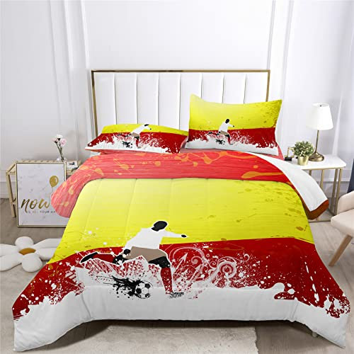XIICOO Bettdecke Set Fußballer Athleten Fußball Schießen Bettwäsche Fußball Schießen | 1 Bettdecke + 2 Kissenbezüge(3Pcs) Oder Spannbettlaken (4Pcs) (A,SINGLE-4PCS)
