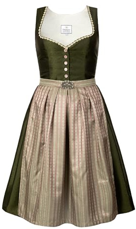 Edelnice Trachtenmode Exklusives Designer Midi Dirndl Adele mit Knopfleiste inkl. Dirndlschürze Gr. 32-54 (DE/NL/SE/PL, Numerisch, 50, Regular, Regular)