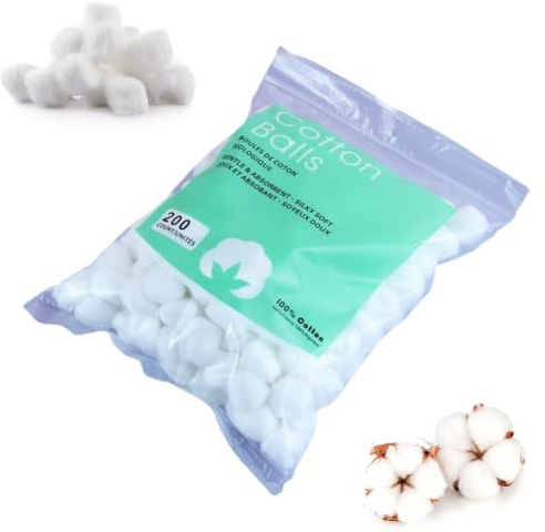Bavooty Batuffoli di Cotone Idrofilo, 200pcs, Morbidi e Biodegradabili, Rotondi, Per Trucco e Uso Domestico