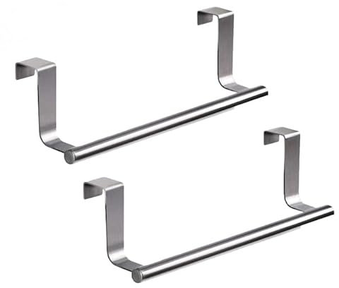 Handtuchhalter,Geschirrtuchhalter ohne Bohren,Handtuchstange Tür Einhängen für Badezimmer und Schlafzimmer,23CM Türhandtuchhalter Küche 2 Pack (Silber)