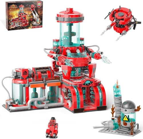 QLT QIAOLETONG City Weltraum Feuerwehr Spielzeug Klemmbausteine Baustein,MOC City Feuerwehr Kompatibel Mit Lego Feuerwehrroboter für 14+, 919 Pcs