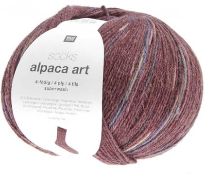 Rico Design 4 trådar Alpaca Art Socks ullgarn - 100 g mjuka och bekväma strumpor